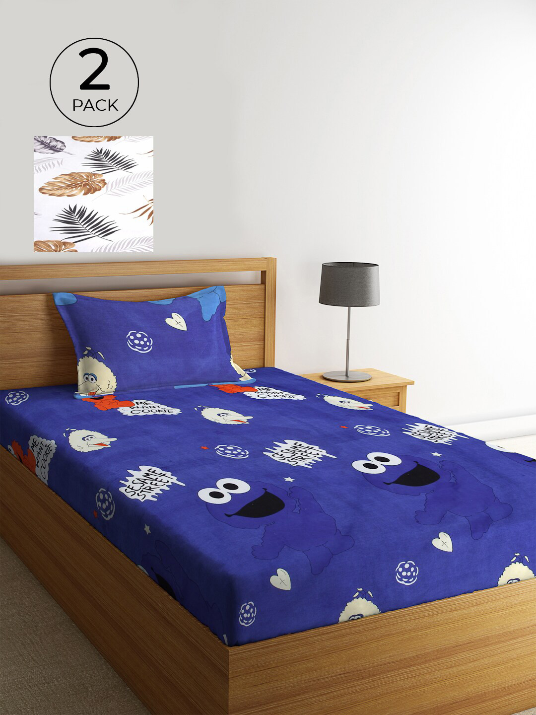 

KLOTTHE White & Brown Graphic 210 TC 2 Single Bedsheet with 2 Pillow Covers