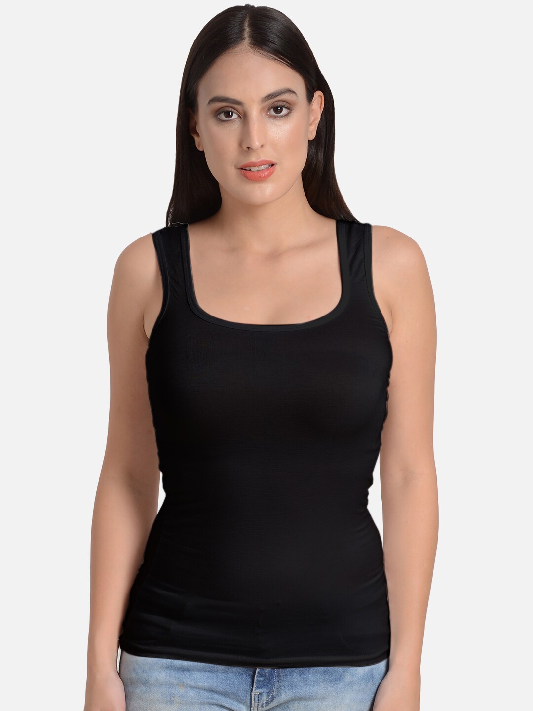 

mod & shy Women Black Solid Tank Top