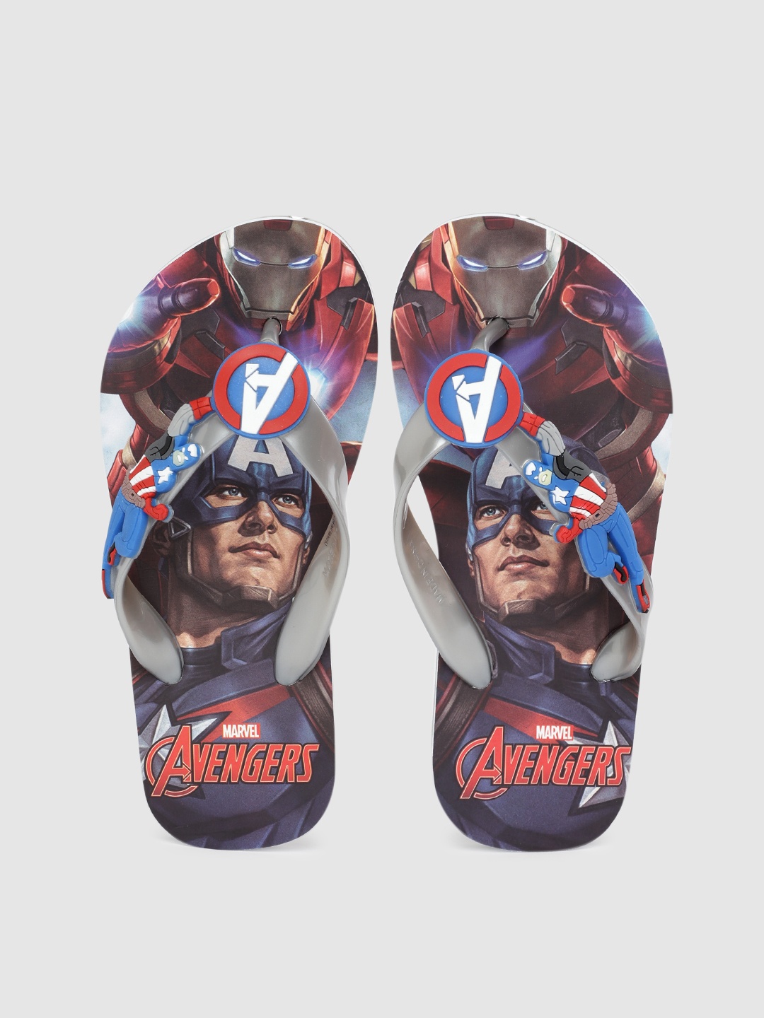 

toothless Boys Grey & Blue Marvel Avengers Printed Rubber Slip-On