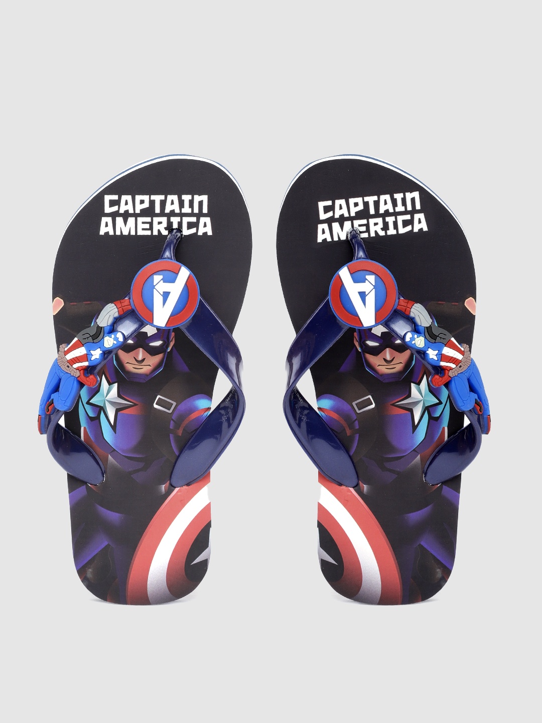 

toothless Boys Navy Blue & Black Marvel Avengers Printed Rubber Slip-On