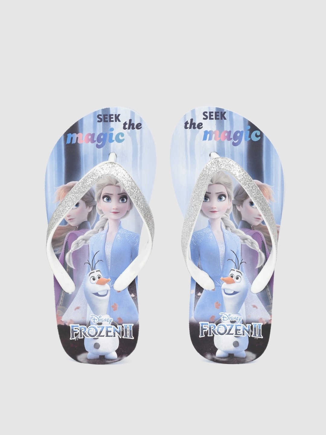

toothless Girls White & Blue Frozen Printed Rubber Slip-On