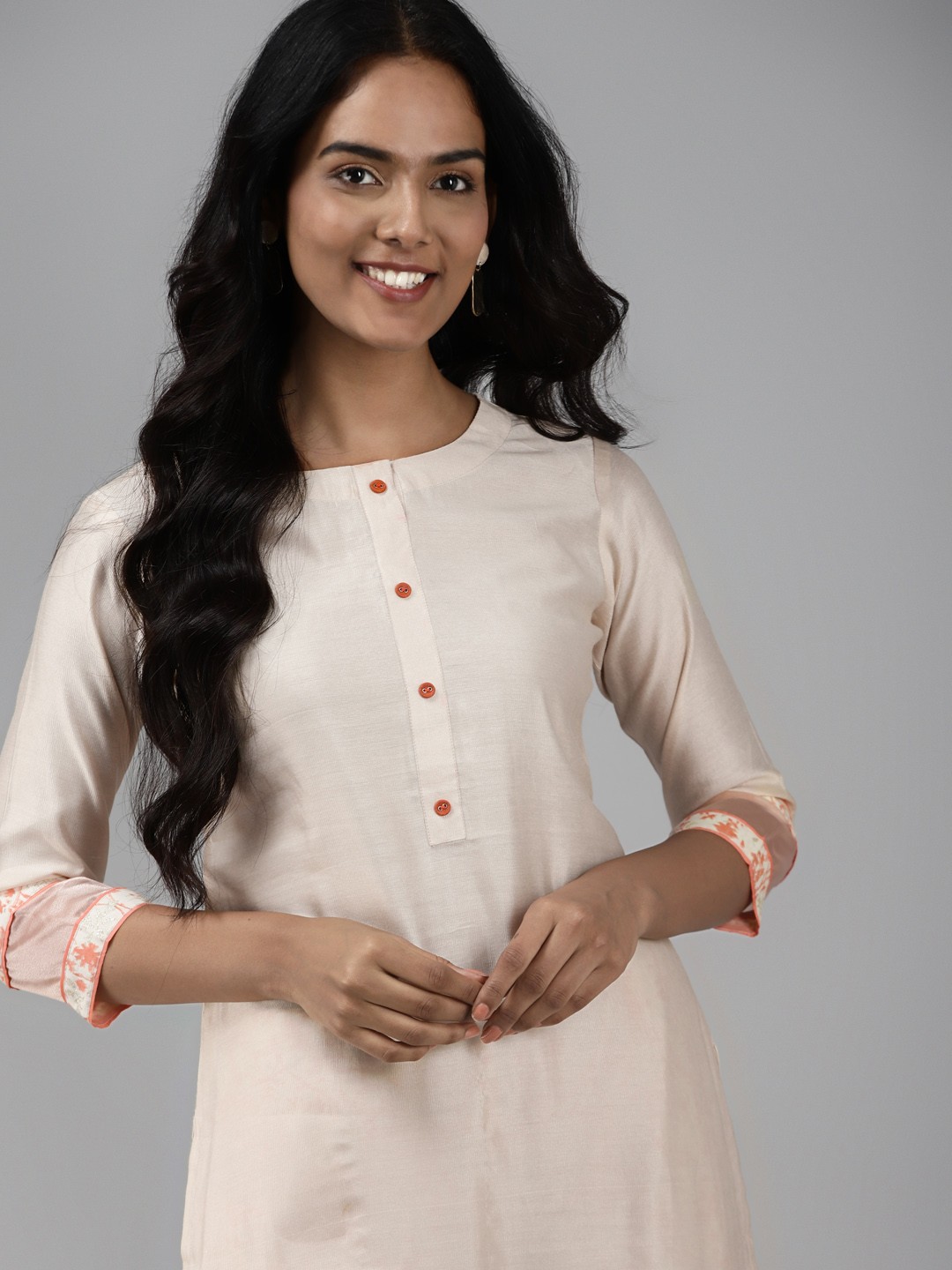 

Indo Era Women Off White Regular Patchwork Pure Cotton Kurta with Palazzos