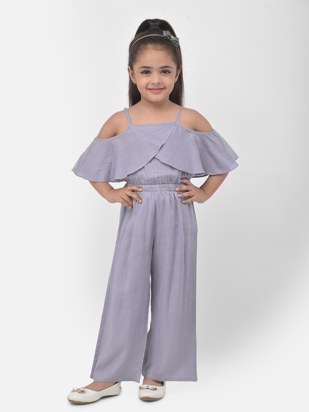 

Eavan Girls Mauve Basic Jumpsuit with Ruffles