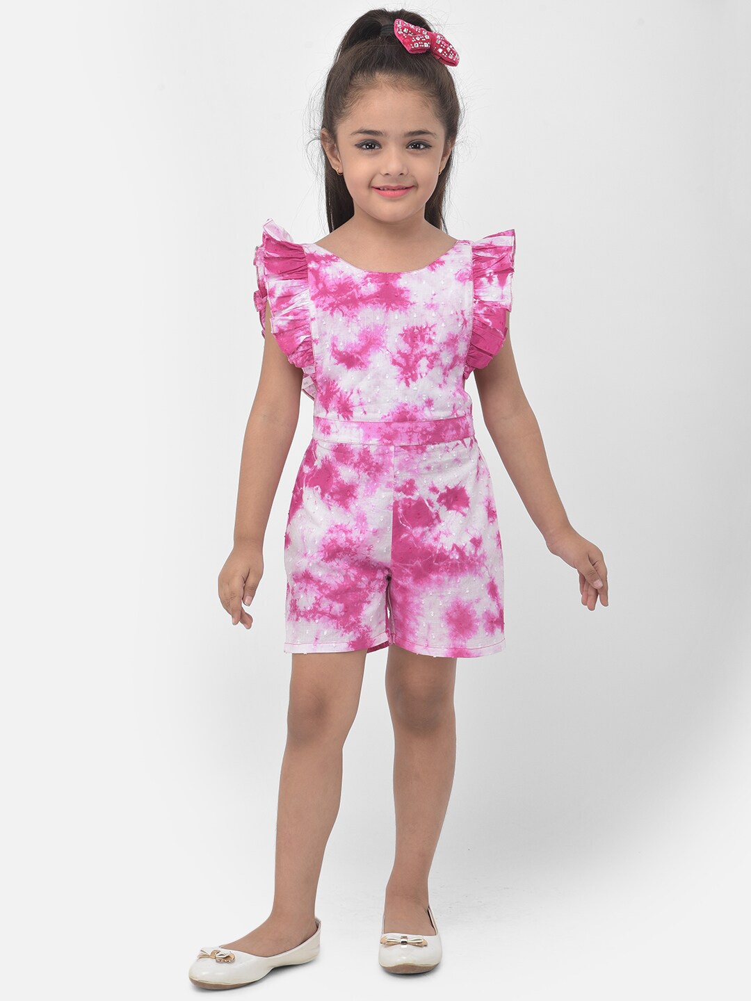 

Eavan Girls Magenta & White Dyed with Ruffles Jumpsuit