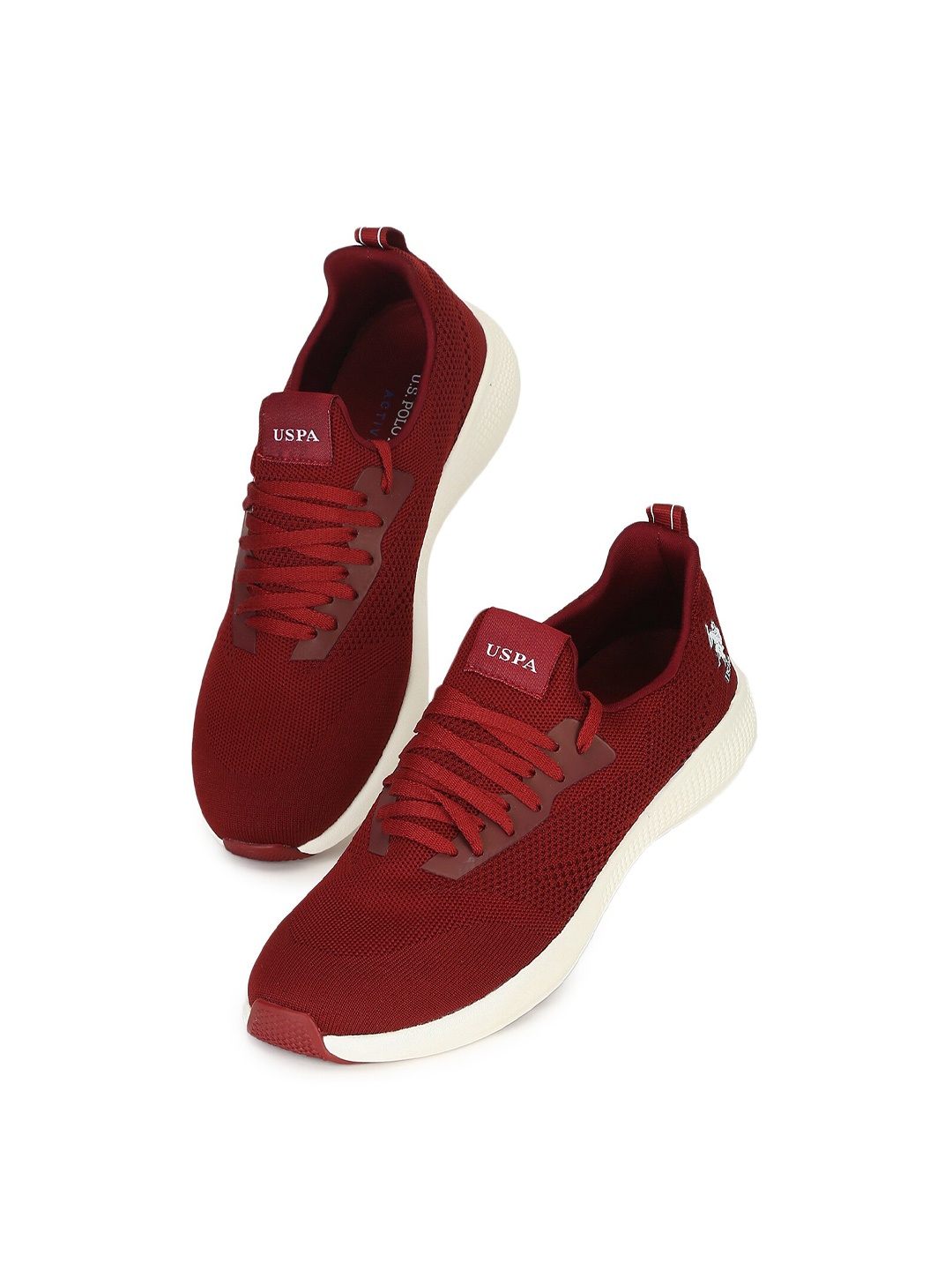 

U S Polo Assn Men Burgundy Textile Walking Shoes