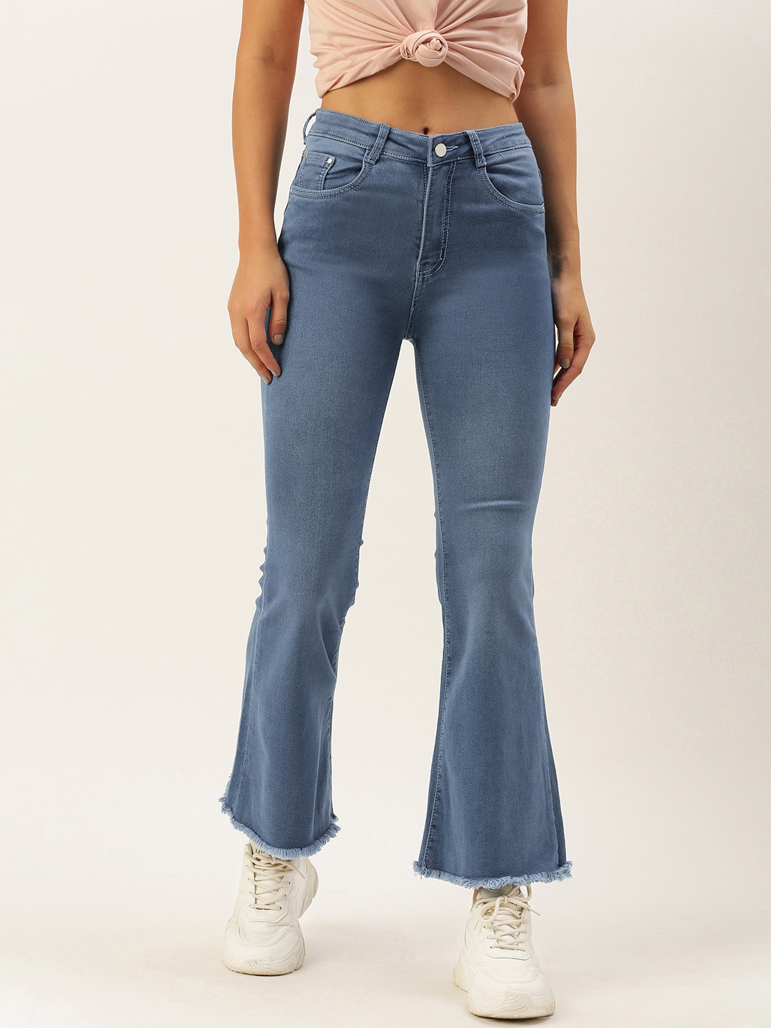 

SHECZZAR Women Blue Bootcut High-Rise Light Fade Stretchable Jeans