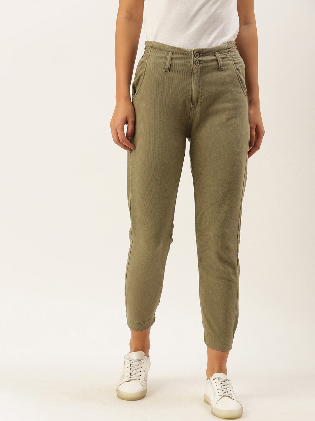 

SHECZZAR Women Olive Green High-Rise Stretchable Jeans