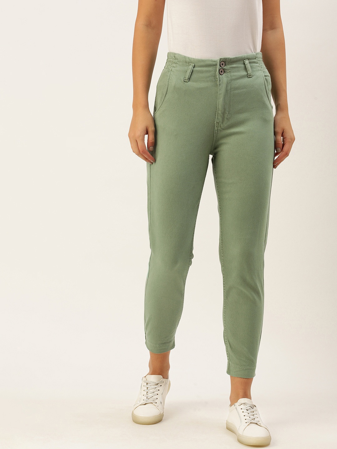 

SHECZZAR Women Green High-Rise Stretchable Jeans
