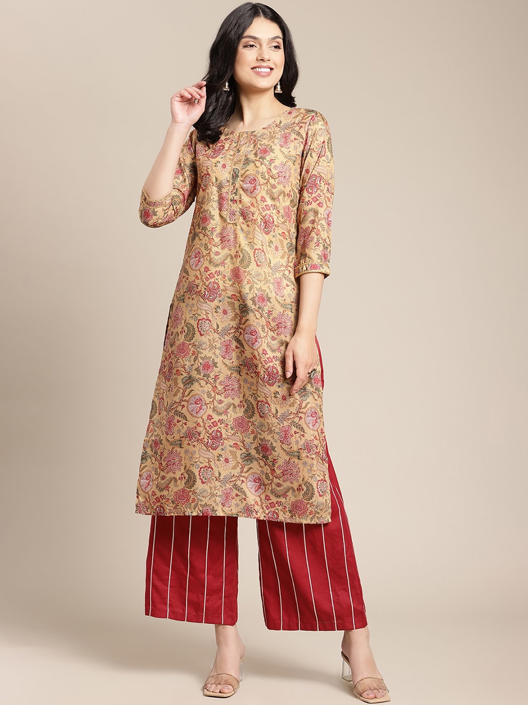 

KSUT Women Mustard Yellow Floral Printed Floral Kurta