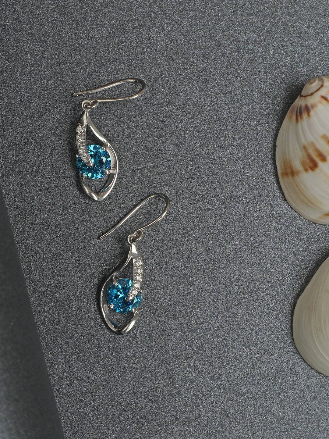 

Clara Silver-Toned Rhodium-Plated Contemporary Drop Earrings
