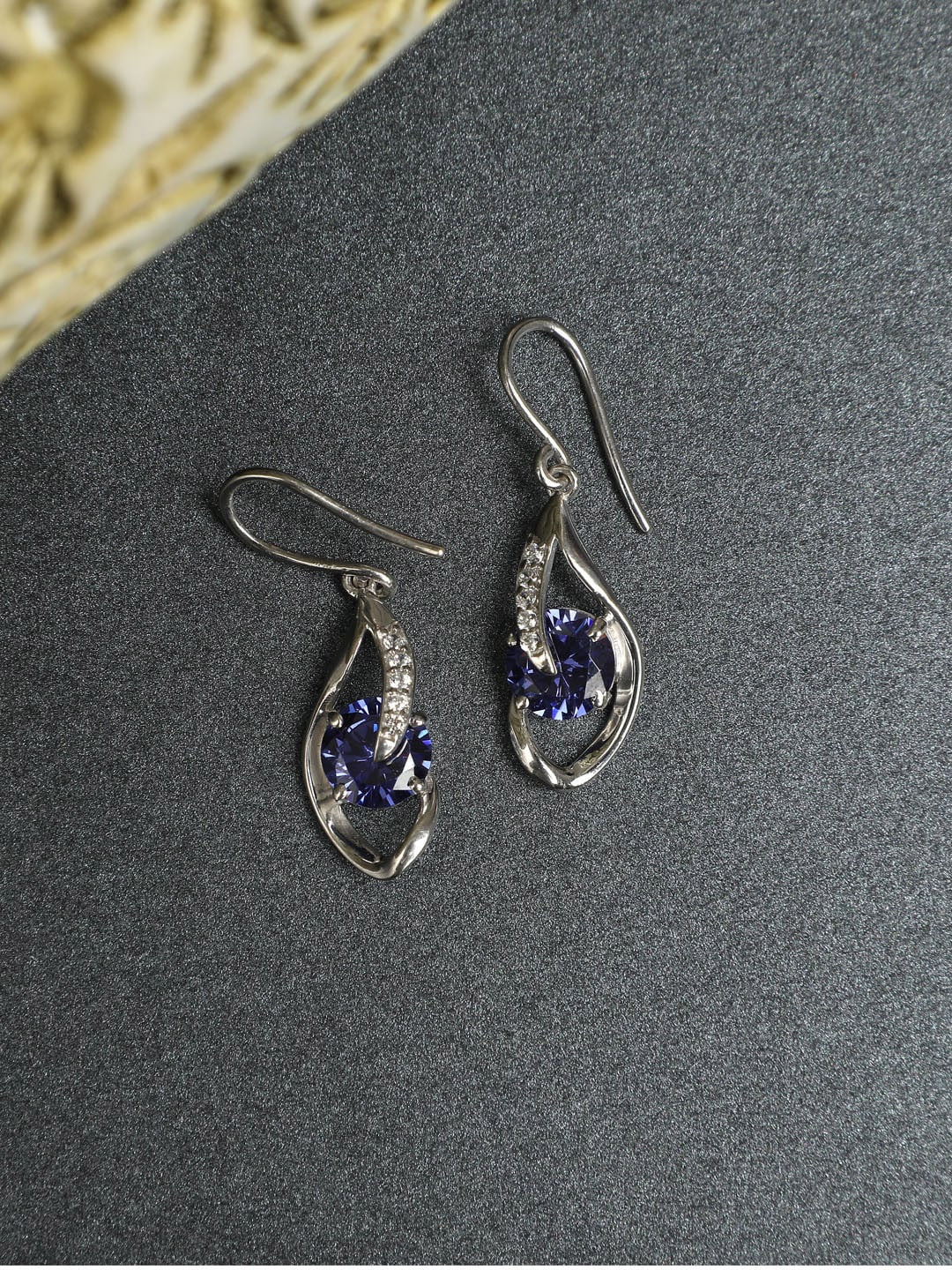 

Clara Silver-Toned Rhodium-Plated Contemporary Drop Earrings