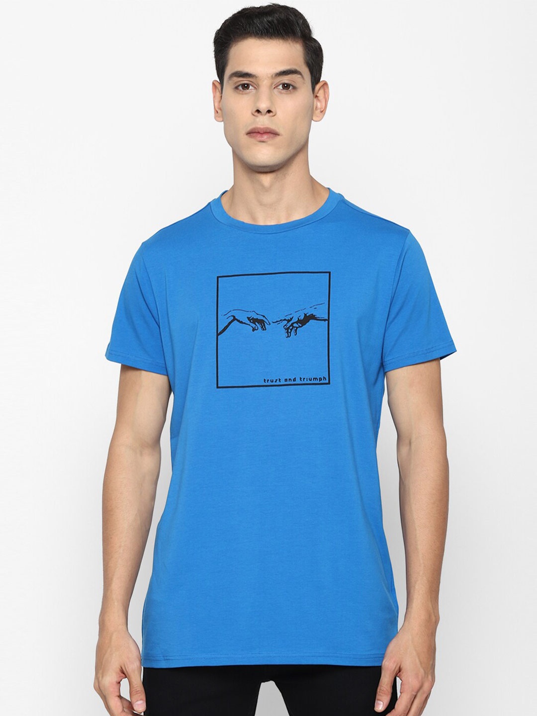 FOREVER 21 Men Blue Typography Printed T-shirt