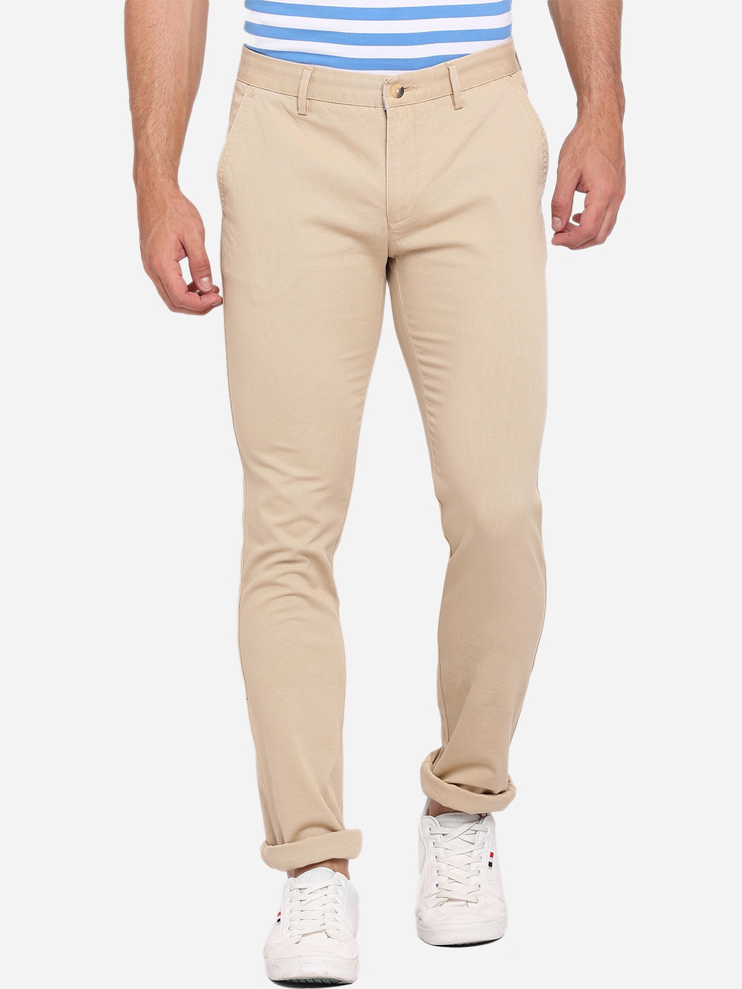 

Greenfibre Men Beige Slim Fit Pure Cotton Trousers