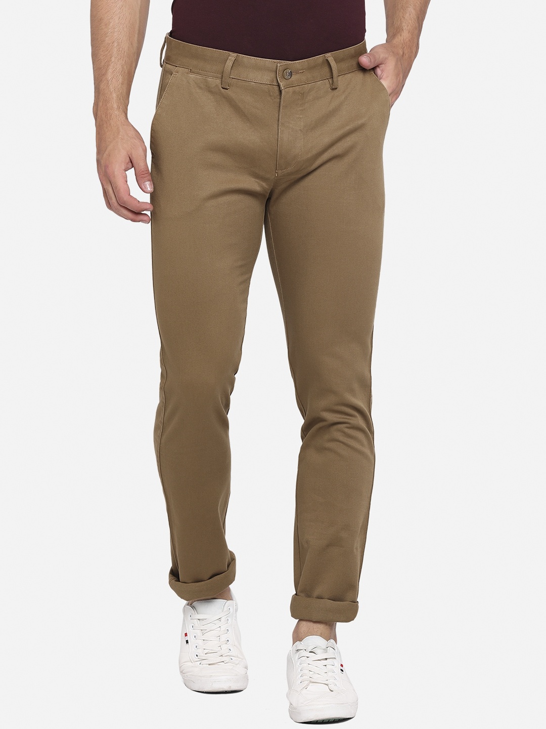 

Greenfibre Men Brown Pure Cotton Slim Fit Chinos Trousers