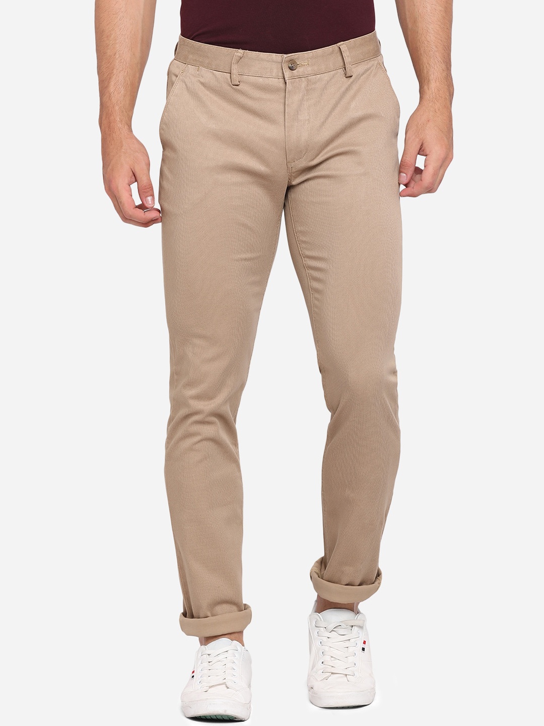 

Greenfibre Men Khaki Slim Fit Cotton Chinos