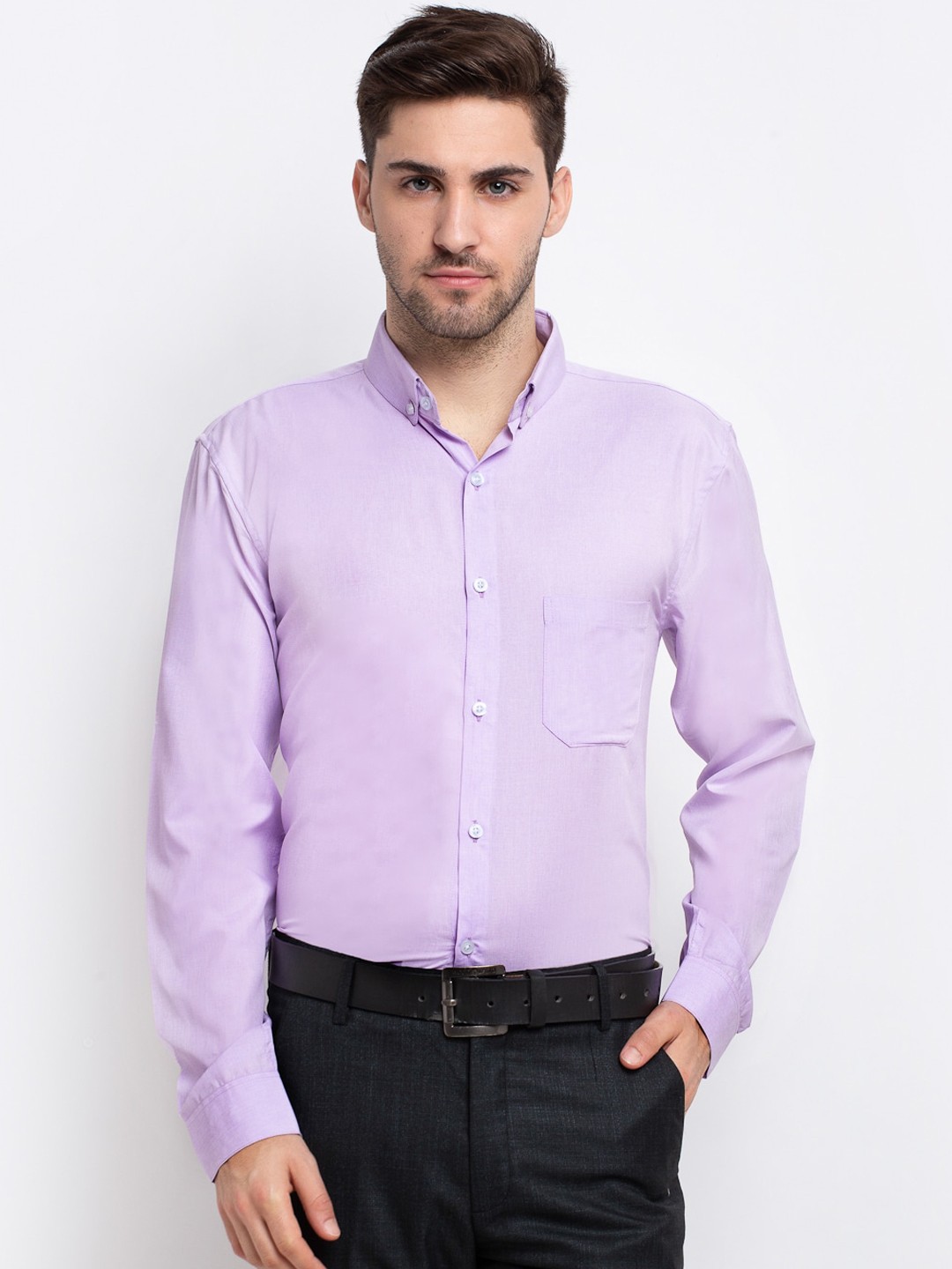 

JAINISH Men Purple Solid Formal Shirt