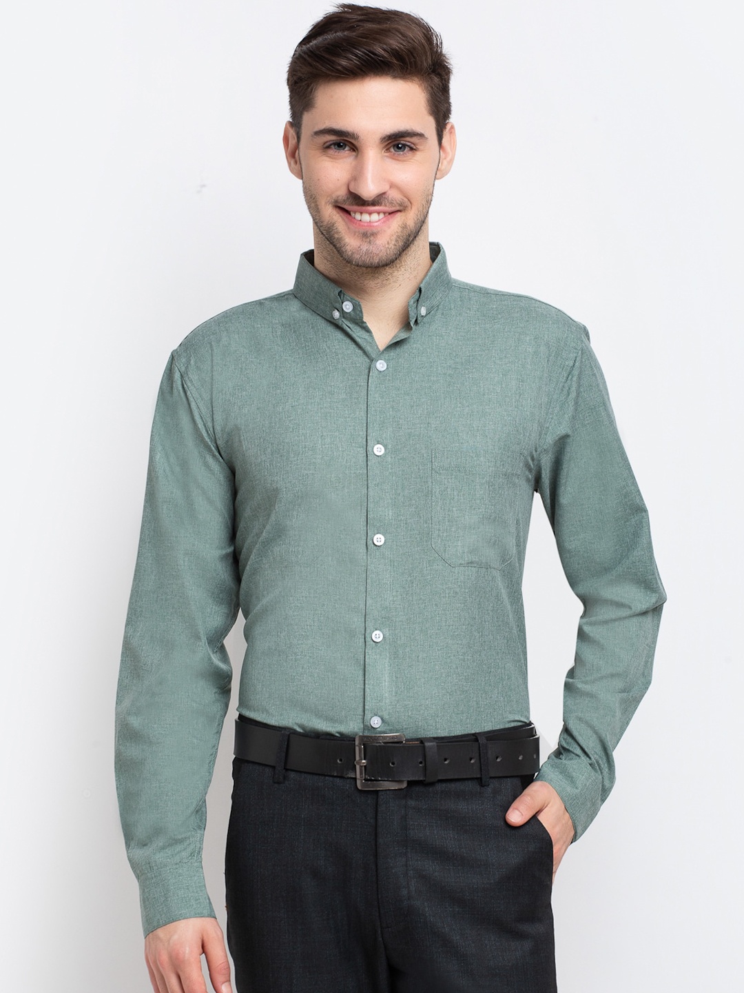 

JAINISH Men Green Opaque Formal Shirt