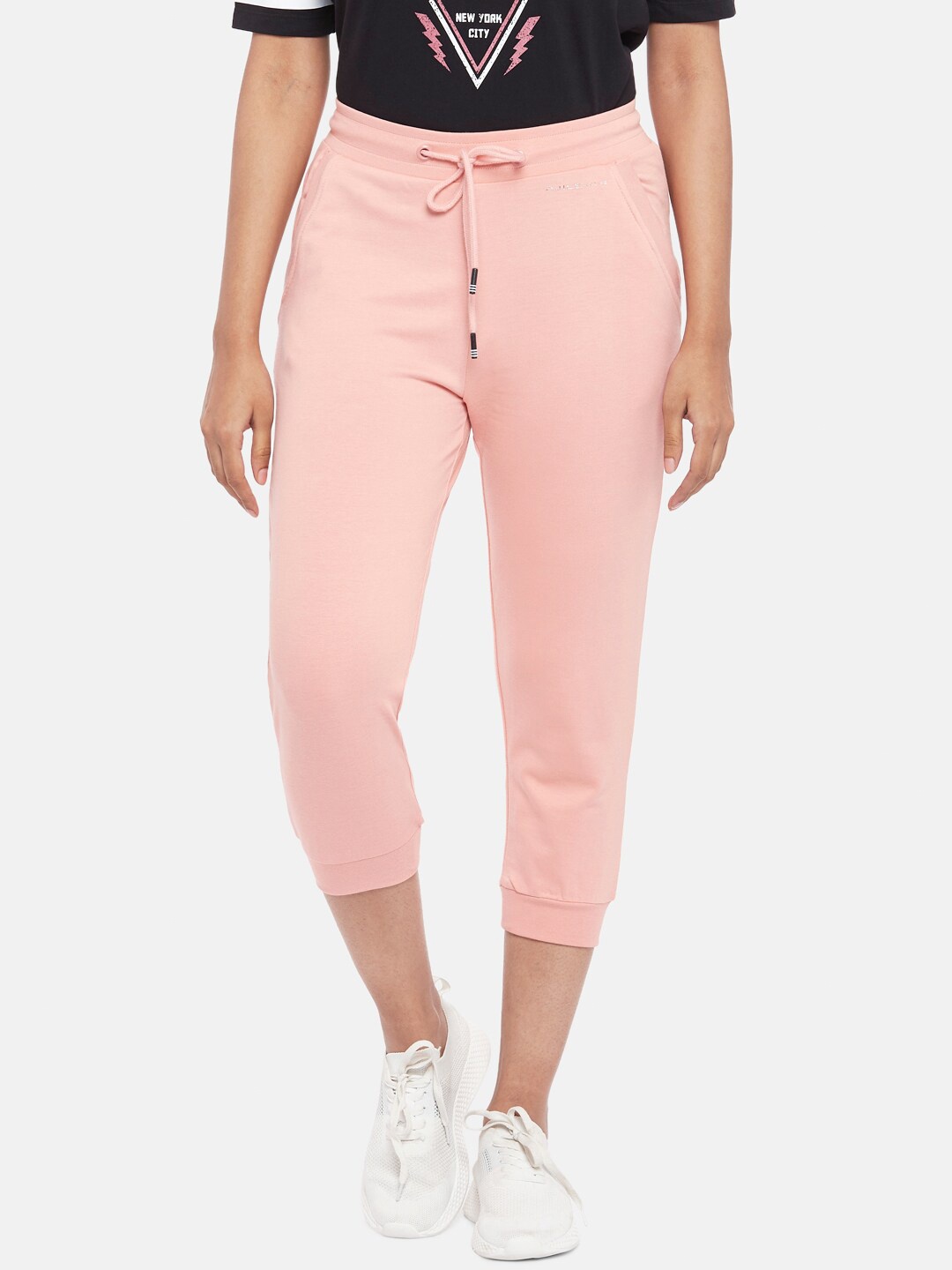 

Ajile by Pantaloons Women Pink Striped Cotton Capris