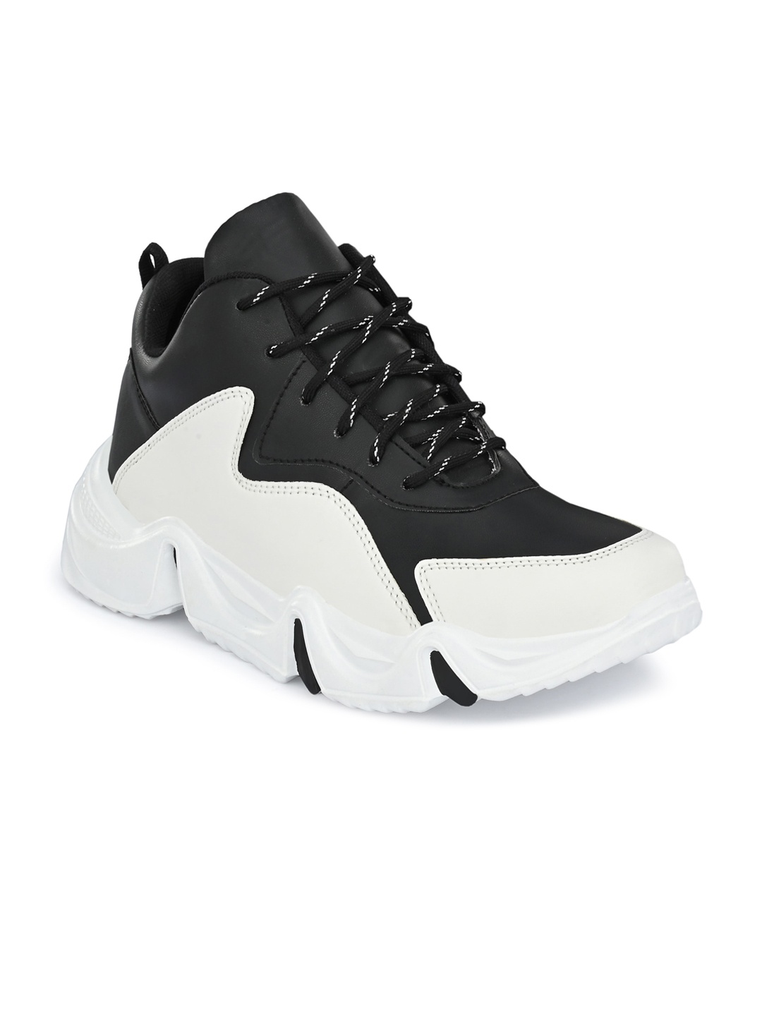

mr wonker Men Black and White Colourblocked Sneakers