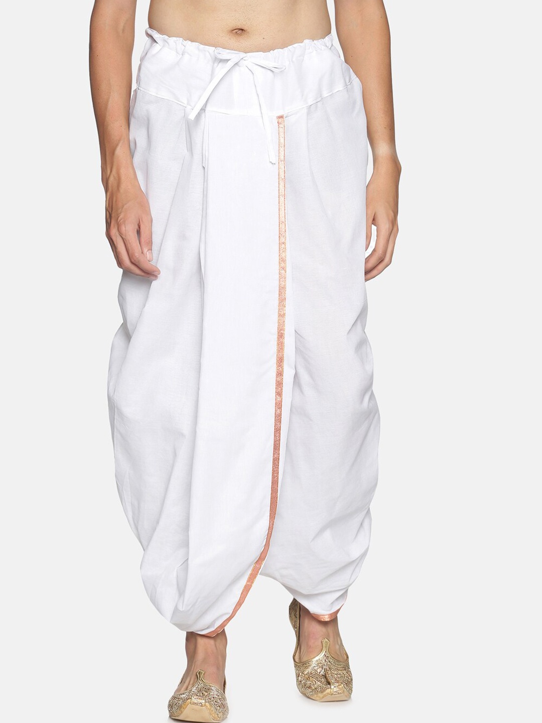 

Sethukrishna Men White Solid Cotton Dhoti Pants
