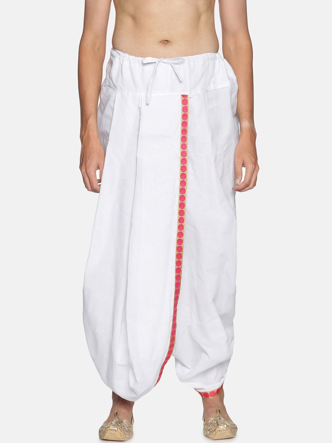 

Sethukrishna Men White & Red Solid Cotton Dhoti Pant