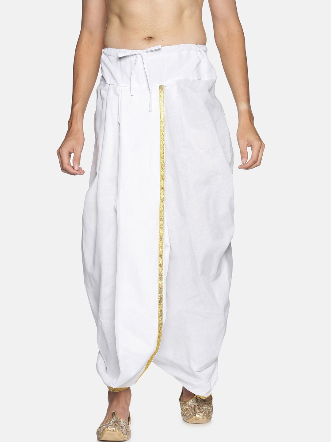 

Sethukrishna Men White Solid Cotton Dhoti Pants