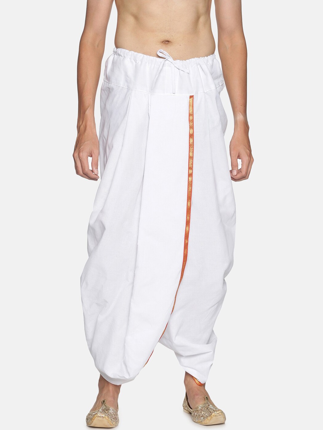 

Sethukrishna Men White Solid Cotton Dhoti Pants