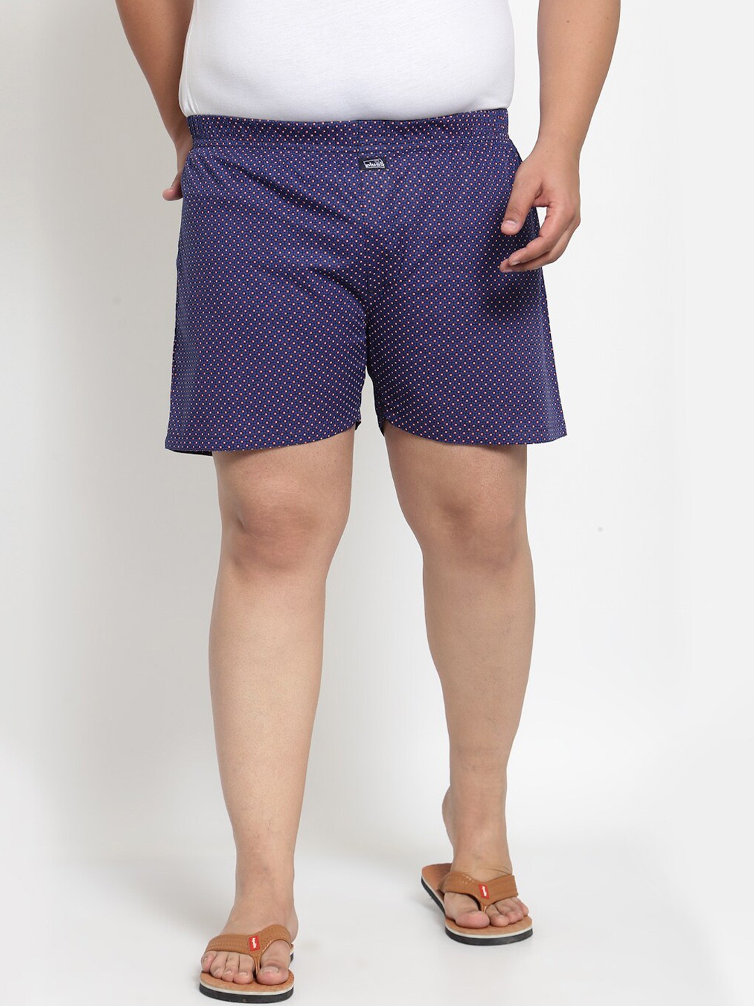

plusS Men Plus Size Blue & Pink Printed Pure Cotton Boxers