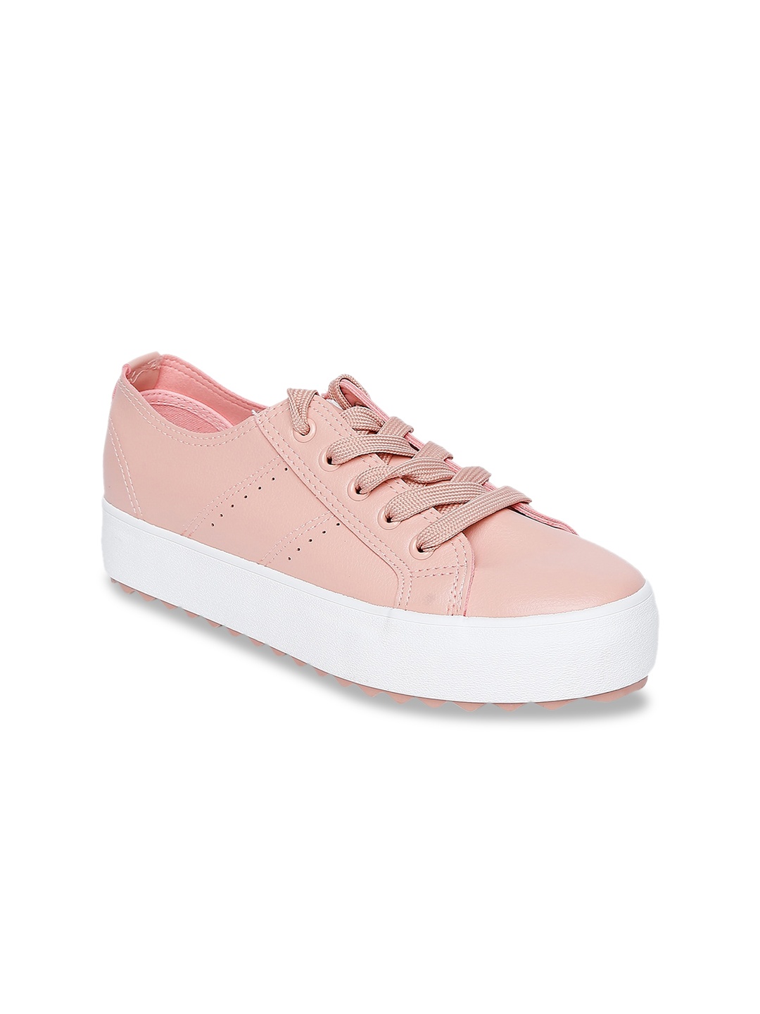 

Forever Glam by Pantaloons Women Peach-Coloured Leather Sneakers