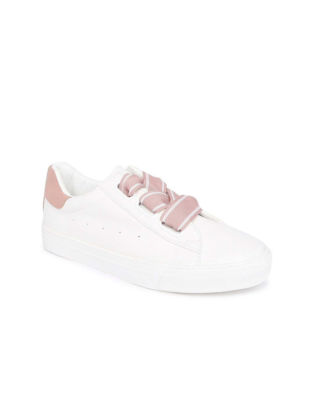 

Forever Glam by Pantaloons Women Pink & White Colourblocked Leather Sneakers