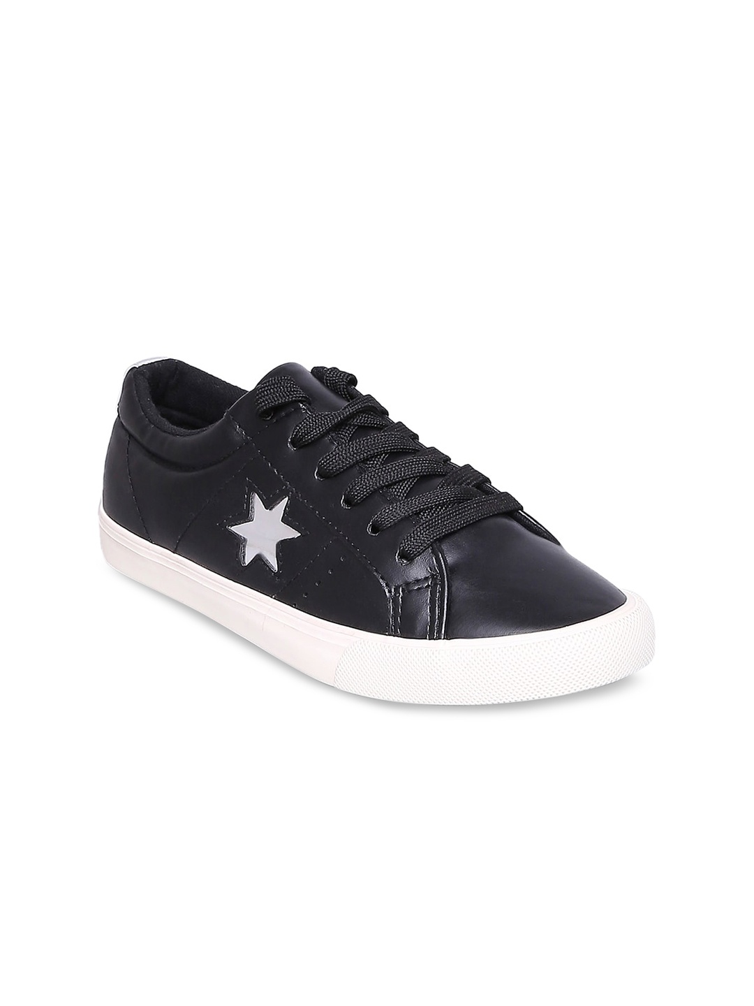 

Forever Glam by Pantaloons Women Black Leather Sneakers