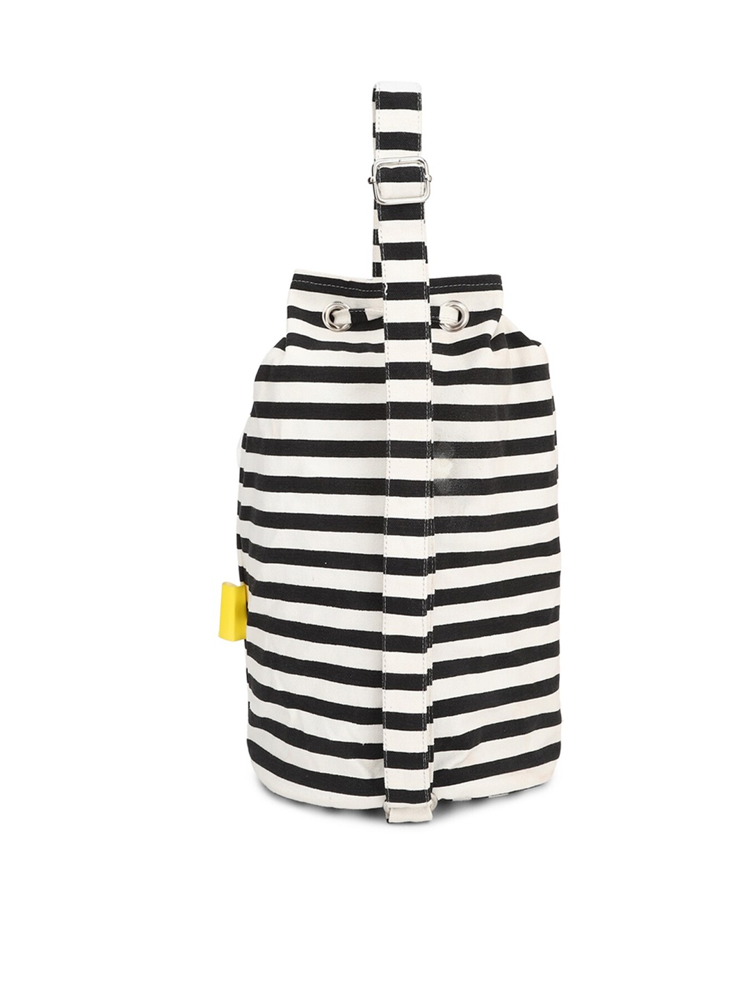 

FOREVER 21 Black Striped Shopper Handheld Bag with Fringed
