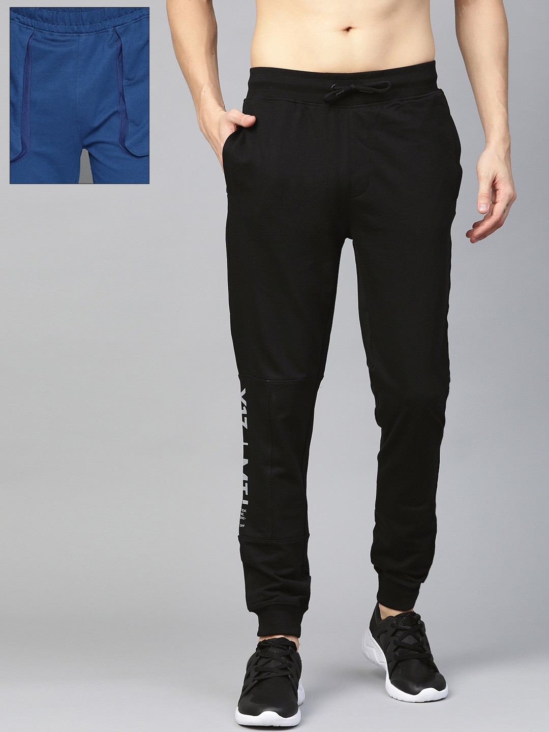 

HRX by Hrithik Roshan Men Pack of Bio-Wash Lifestyle Joggers & Antimicrobial Yoga Joggers, Blue