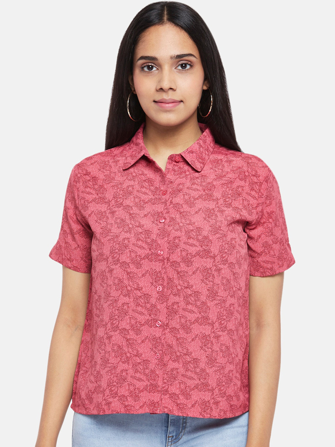 

Honey by Pantaloons Women Pink Floral Printed Casual Shirt