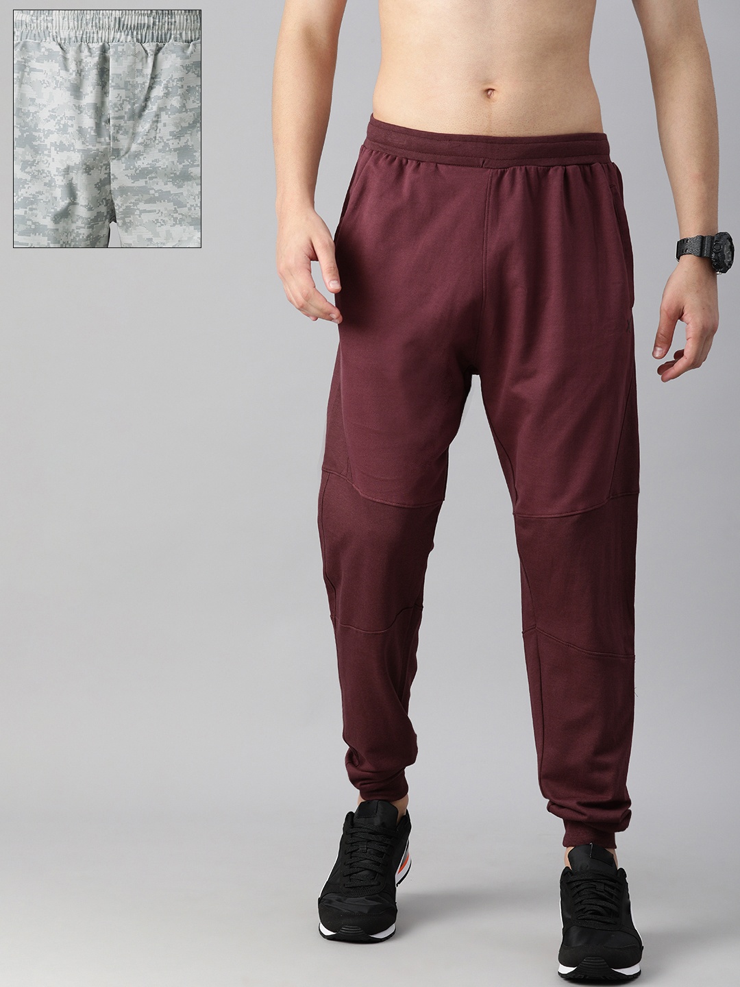 

HRX by Hrithik Roshan Men Pack of Lifestyle Joggers & Rapid-Dry Running Joggers, Grey