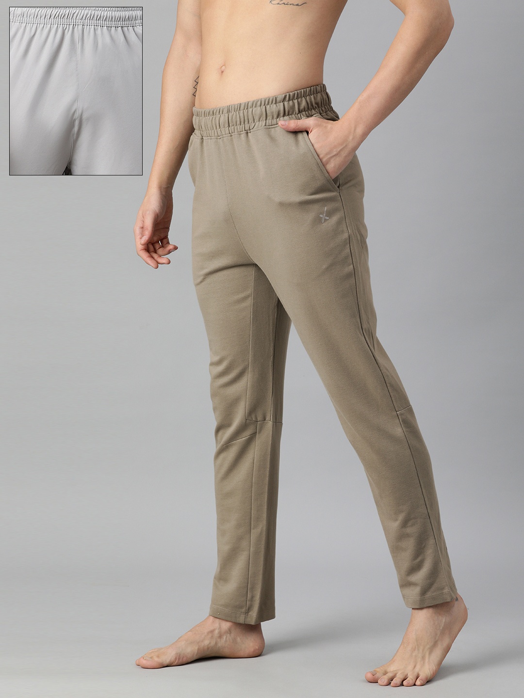 

HRX by Hrithik Roshan Men Pack of Outdoor Joggers & Yoga Track Pants, Beige