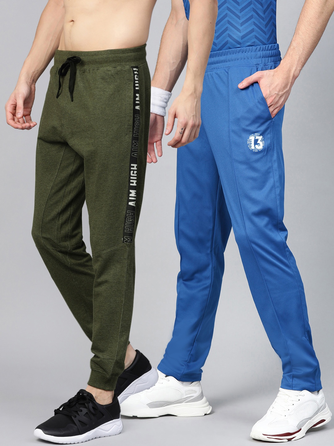 

HRX By Hrithik Roshan Men Pack of Rapid-Dry Training Joggers & Cricket Track Pants, Olive