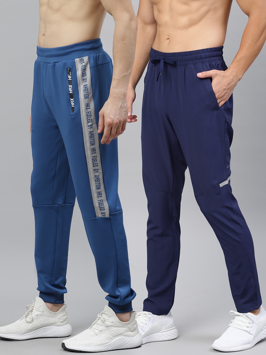 

HRX By Hrithik Roshan Men Pack of Slim Rapid-Dry Training Joggers & Running Track Pants, Blue