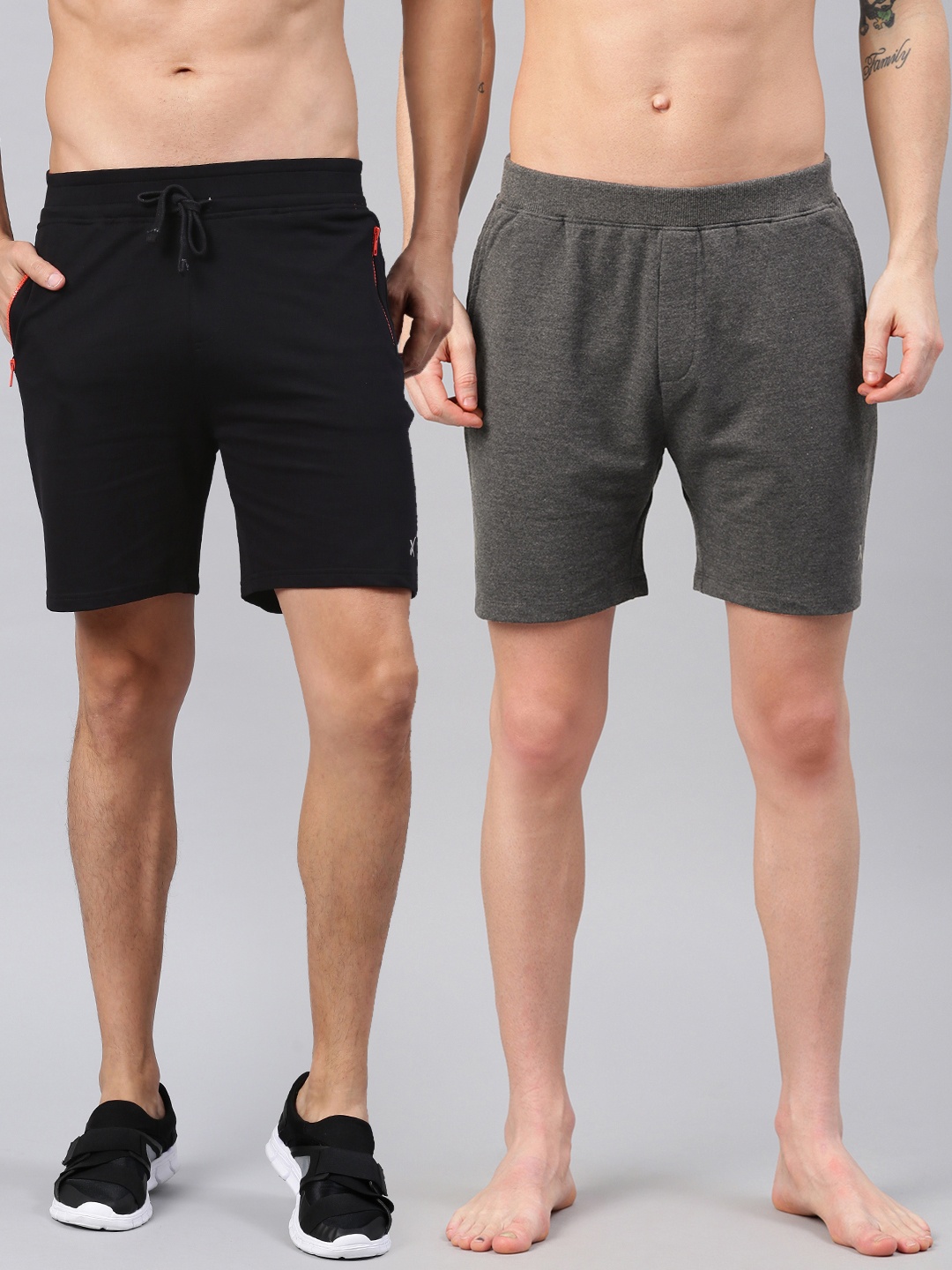 

HRX by Hrithik Roshan Men Pack of Regular Fit Yoga Shorts & Sports Shorts, Charcoal