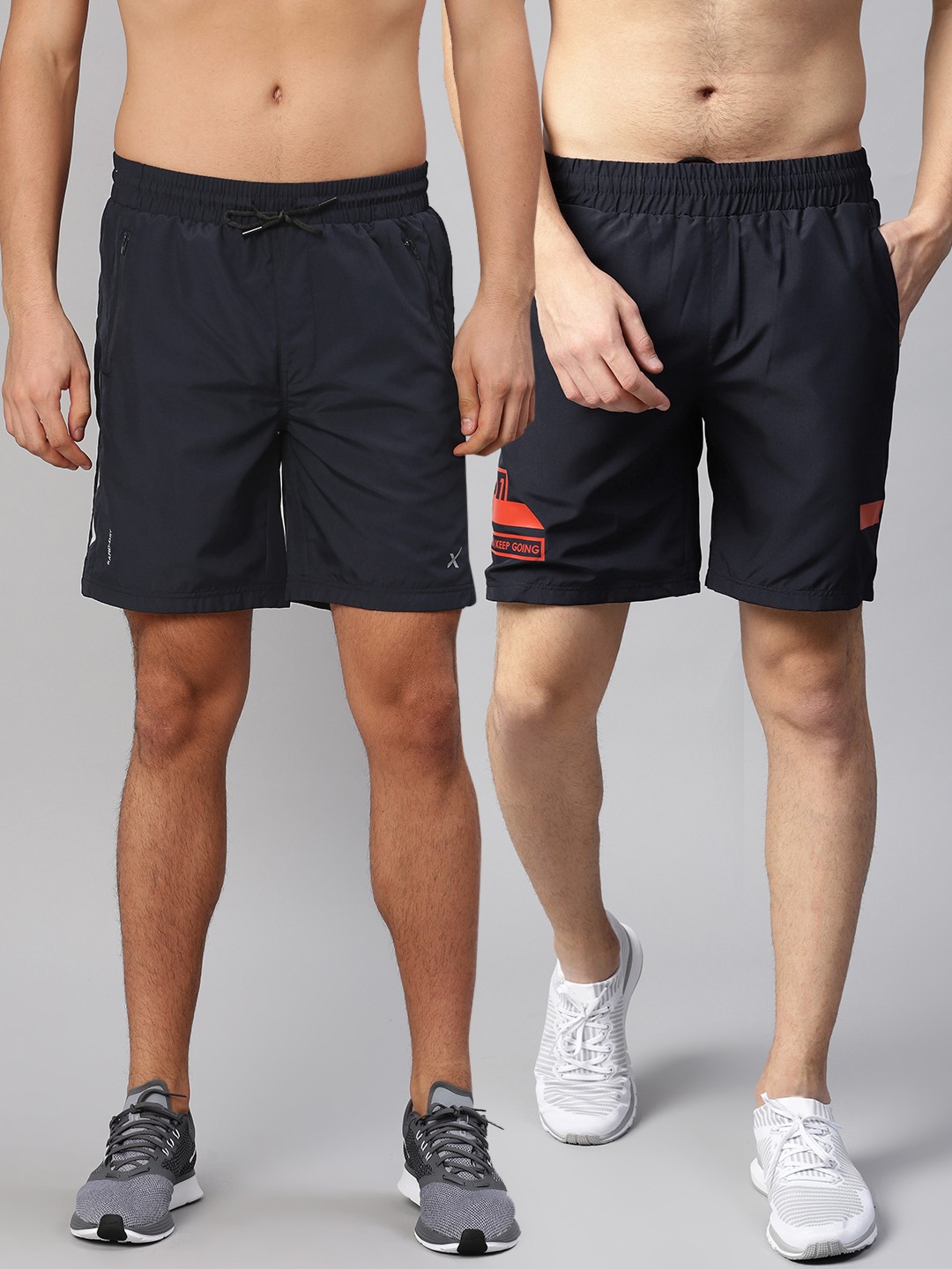 

HRX by Hrithik Roshan Men Pack of 2 Navy Blue Solid Regular Fit Sports Shorts