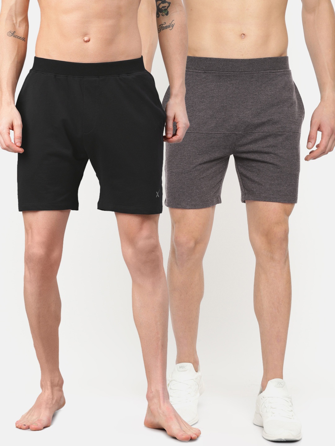 

HRX by Hrithik Roshan Men Pack of 2 Solid Regular Fit Yoga Shorts, Black