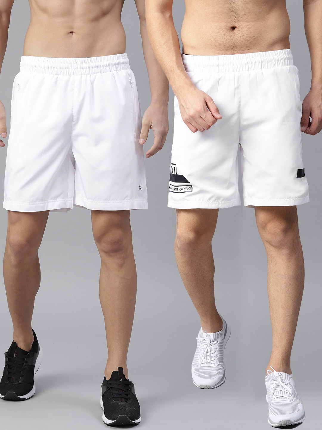 

HRX by Hrithik Roshan Men Pack of 2 Solid Regular Fit Sports Shorts, White