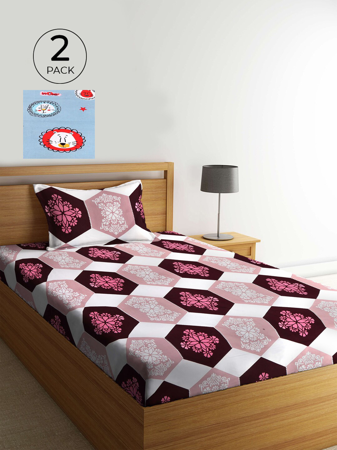 

KLOTTHE White & Blue Floral 210 TC 2 Single Bedsheet with 2 Pillow Covers