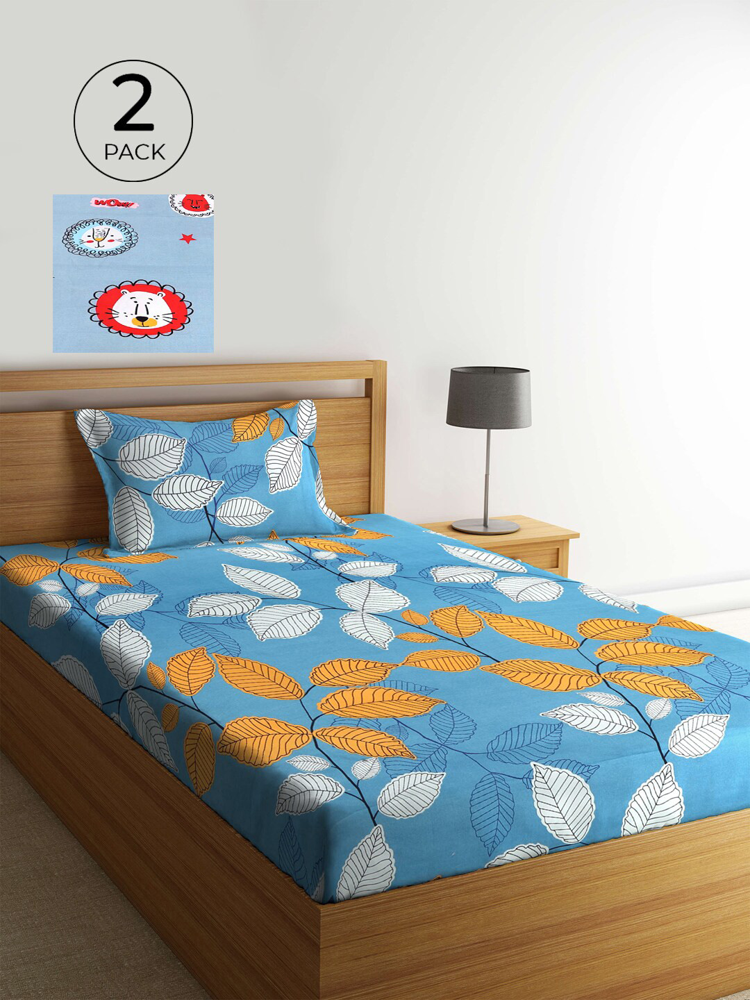 

KLOTTHE Blue & White Floral 210 TC 2 Single Bedsheet with 2 Pillow Covers