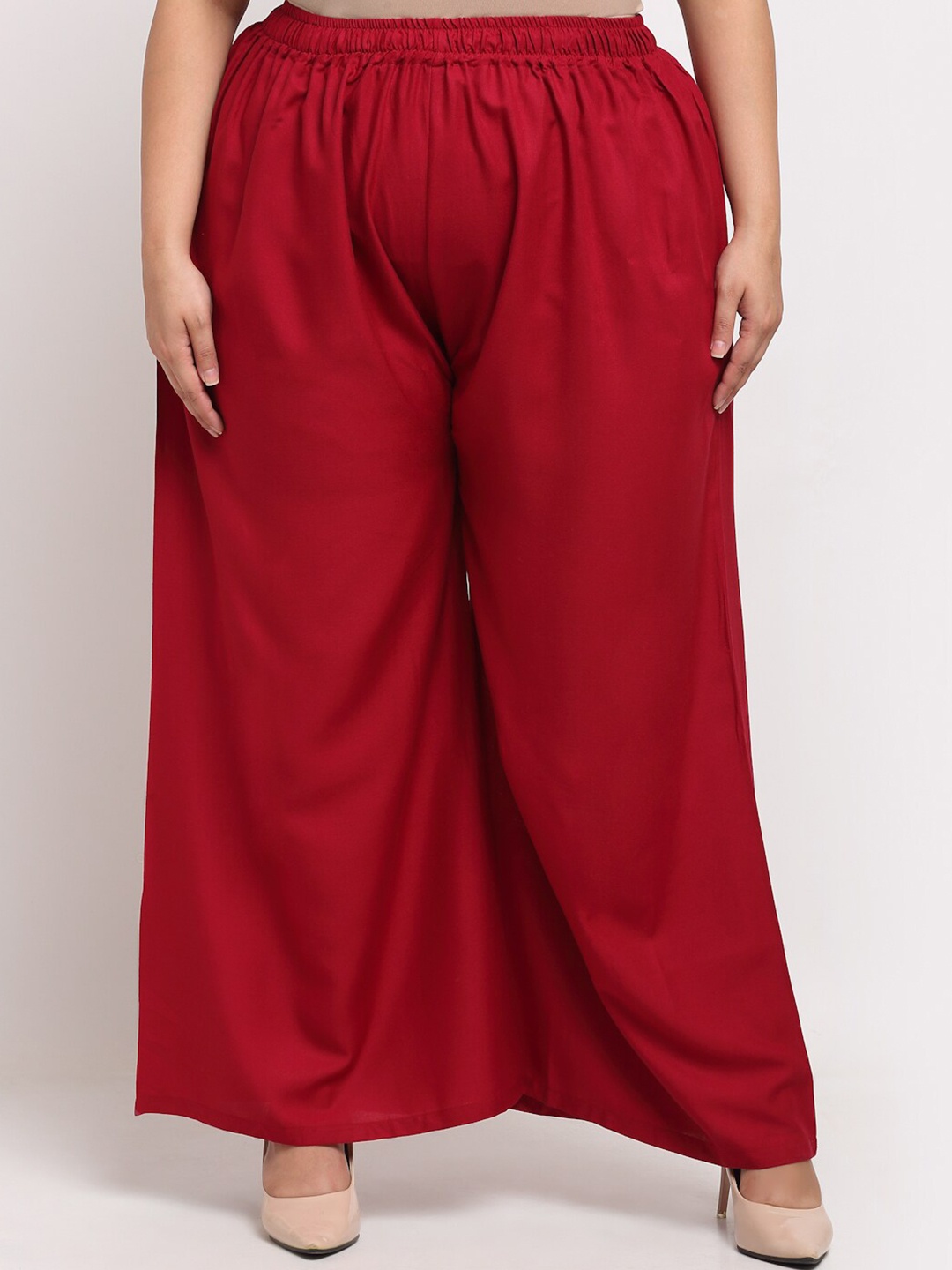 

TAG 7 PLUS Women Maroon Solid flared Palazzo