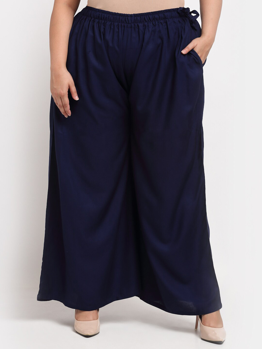 

TAG 7 PLUS Women Navy Blue Flared Ethnic Palazzos