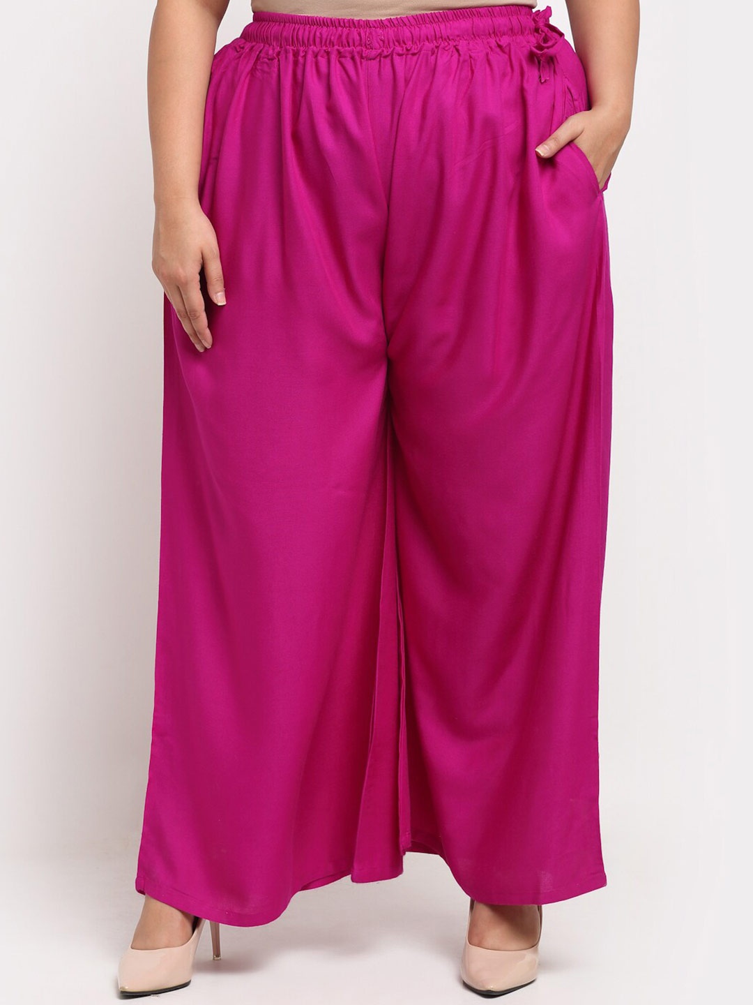 

TAG 7 PLUS Women Magenta Solid Wide Leg Palazzos
