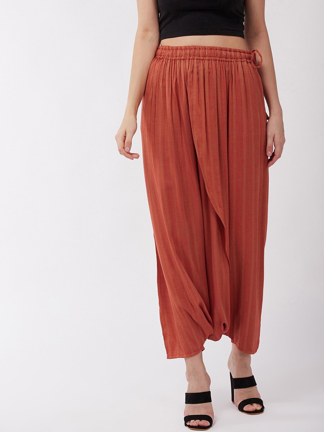 

InWeave Women Rust-Brown Printed Harem Pants