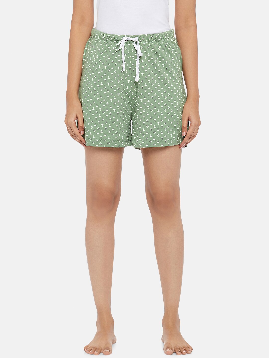 

Dreamz by Pantaloons Women Green & White Printed Lounge Shorts