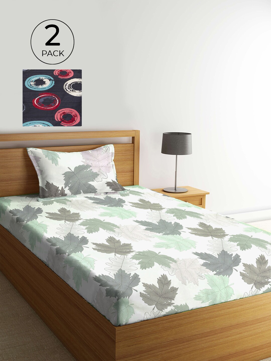 

KLOTTHE Multicoloured Floral 210 TC 2 Single Bedsheet with 2 Pillow Covers, Multi